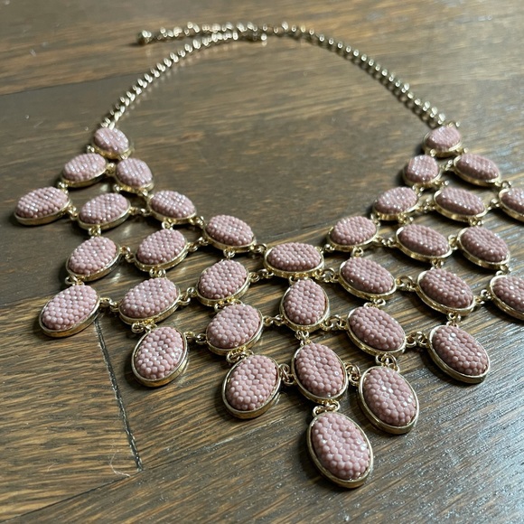 Mauve Pink Jeweled Statement Necklace - Picture 6 of 6